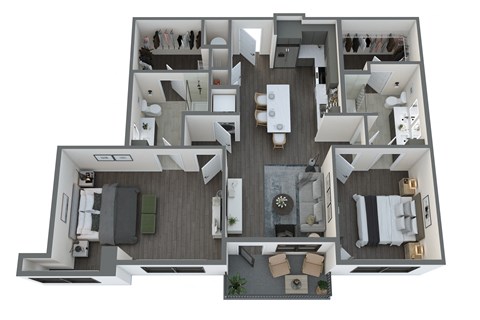 Floor plan for 2 beds, 2 baths, 1209 sqft